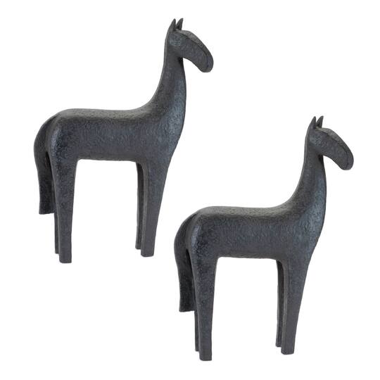 Melrose 15.25" Modern Standing Pose Horse Statues, 2ct. in Black | Michaels®